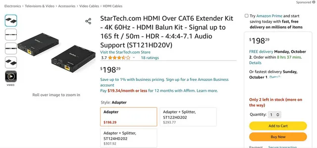 StarTech HDMI 4K Over CAT6 Extender - Up to 165ft/50m image indicator(4)
