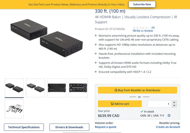 StarTech 4K HDMI over CAT6 Extender - Up to 330ft/100m image indicator(3)