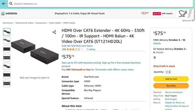 StarTech 4K HDMI over CAT6 Extender - Up to 330ft/100m image indicator(4)