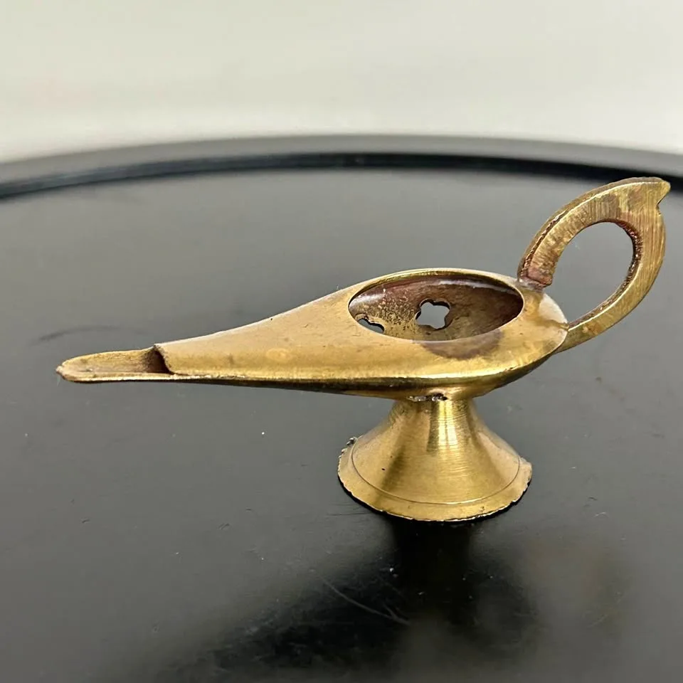 Vintage Mini Brass Oil Lamp – Genie Style Decor Piece 2”/4” thumbnail