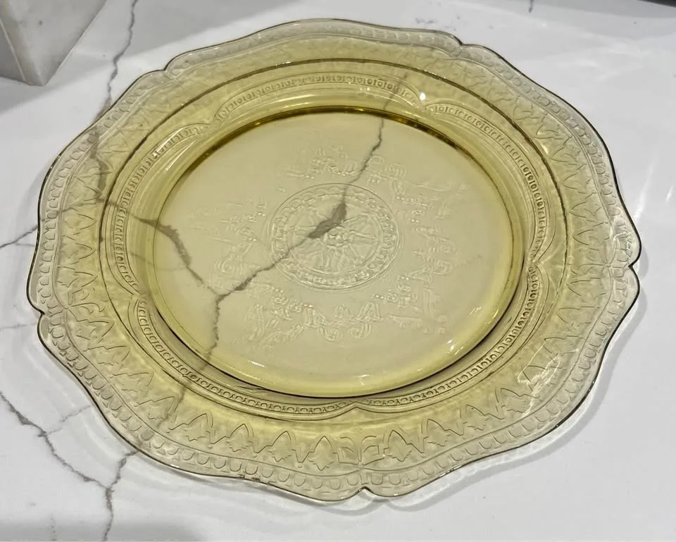 Federal Amber Depression Glass Plate Vintage image indicator(2)