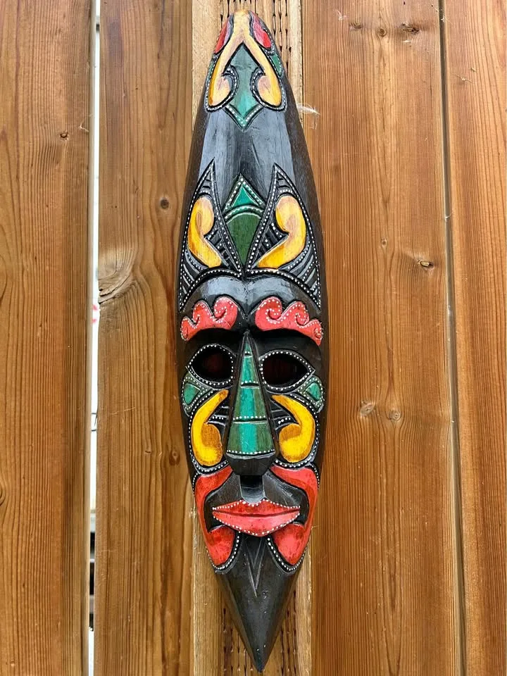 Hand-Carved Wooden Tribal Mask – Costa Rica Folk Art 19,5” thumbnail