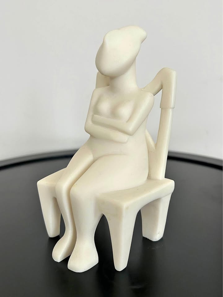 Cycladic Idol Sculpture – Handmade Alabaster Art 5”