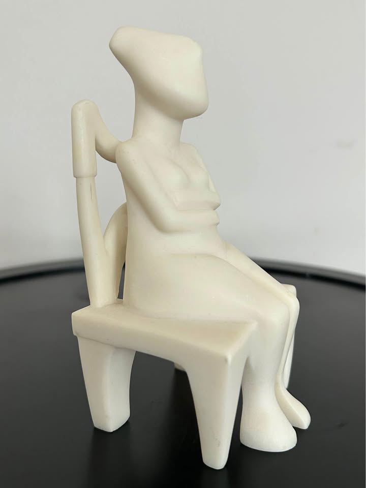 Cycladic Idol Sculpture – Handmade Alabaster Art 5” - photo 3