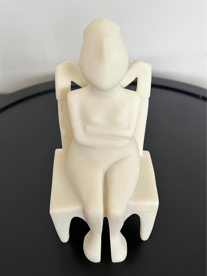 Cycladic Idol Sculpture – Handmade Alabaster Art 5” - photo 4