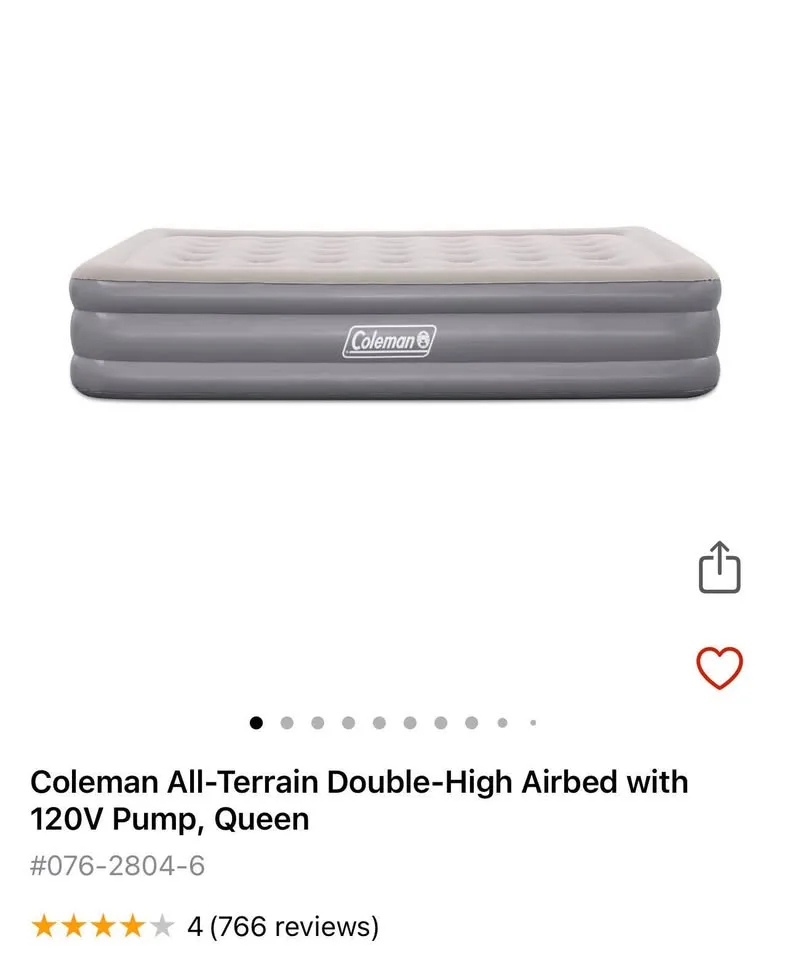 Coleman Queen Airbed w/ 120V Pump - Like New image indicator(4)