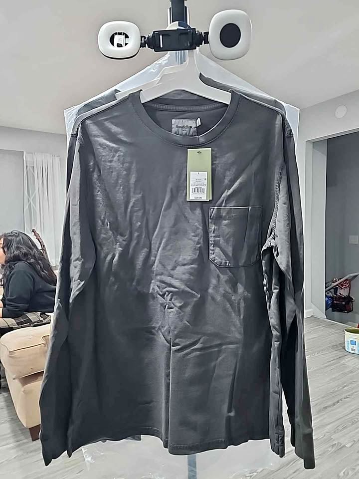 2 GOODFELLOW SHIRT LONG SLEEVE CHARCOAL GRAY SIZE LARGE