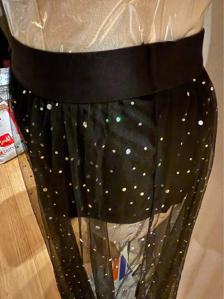 Sequin Decor Pleated Mesh Skirt - photo 2