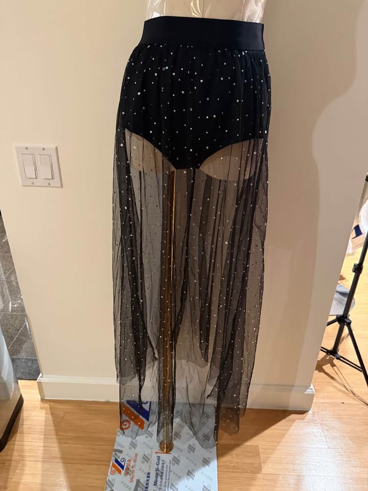 Sequin Decor Pleated Mesh Skirt - photo 3