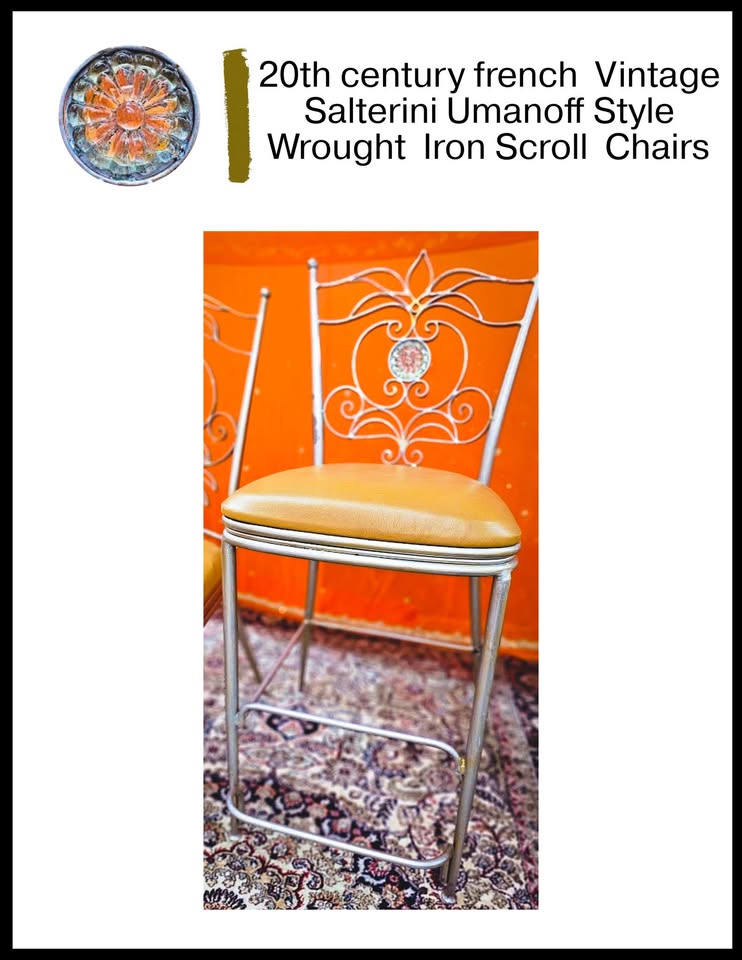 Salterini Umanoff Style Wrought Iron Scroll Chairs 🪑 - photo 2