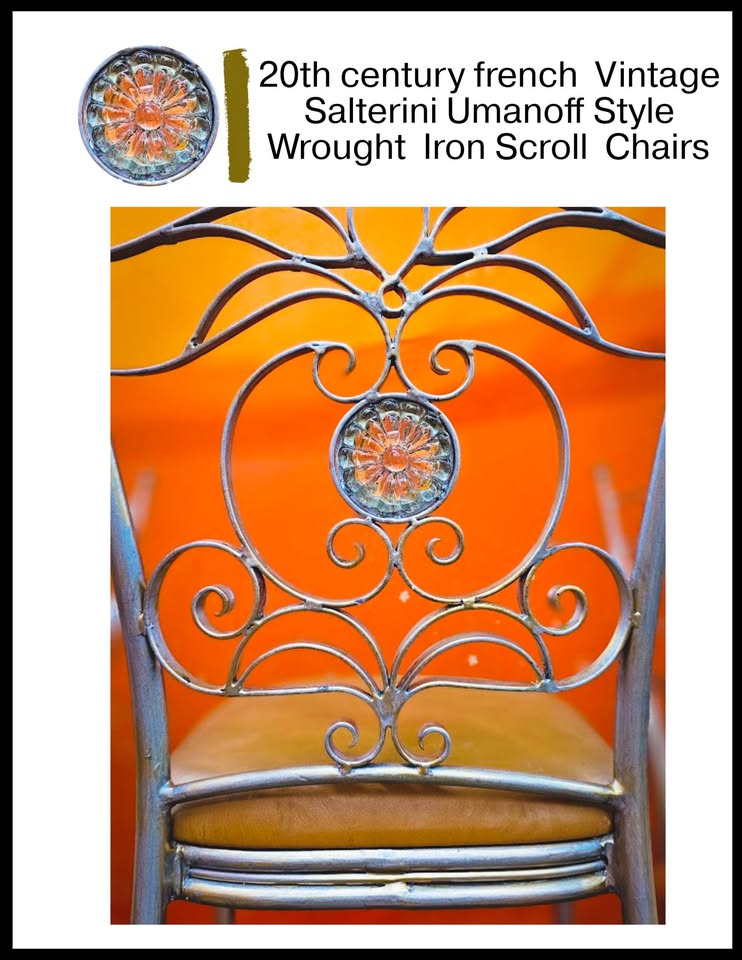 Salterini Umanoff Style Wrought Iron Scroll Chairs 🪑 - photo 4