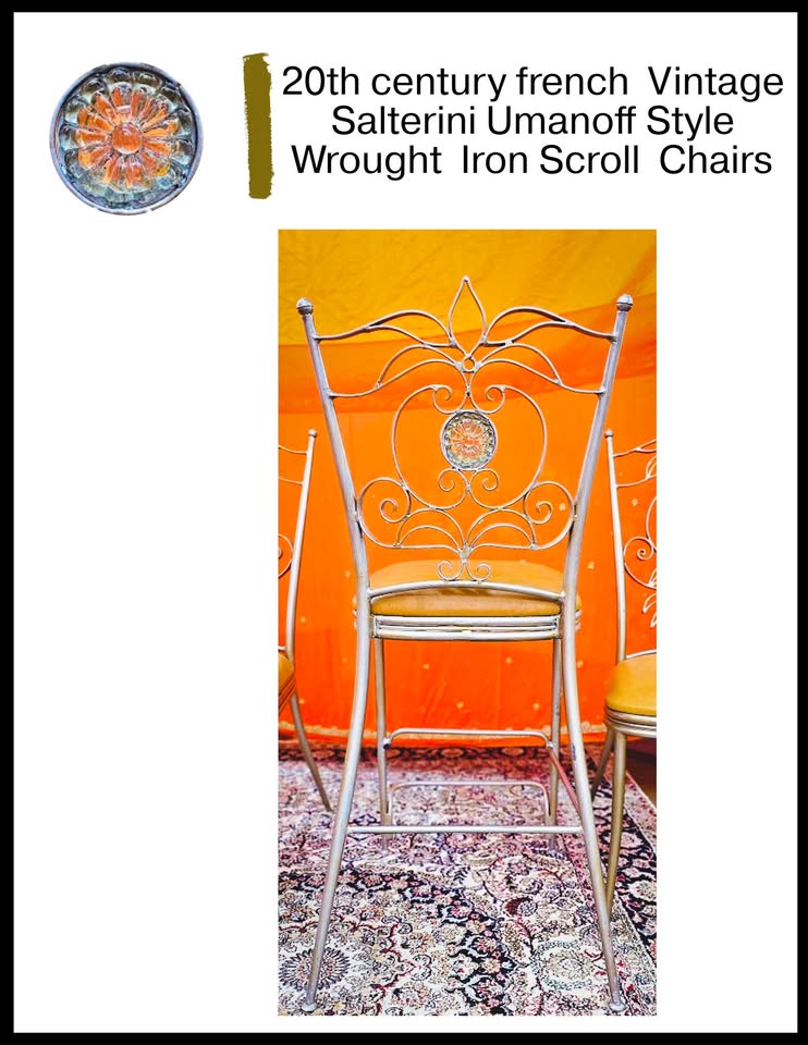 Salterini Umanoff Style Wrought Iron Scroll Chairs 🪑 - photo 5