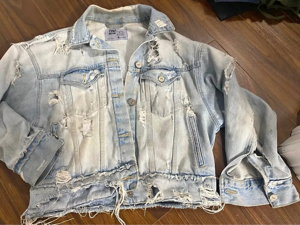 Zara cropped distressed jacket thumbnail