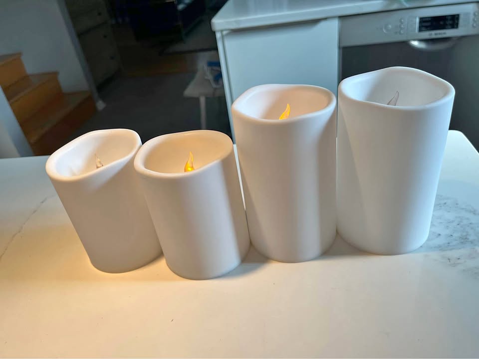 NWOT 4 LED pillars - flameless candles. 4” and 6” tall.