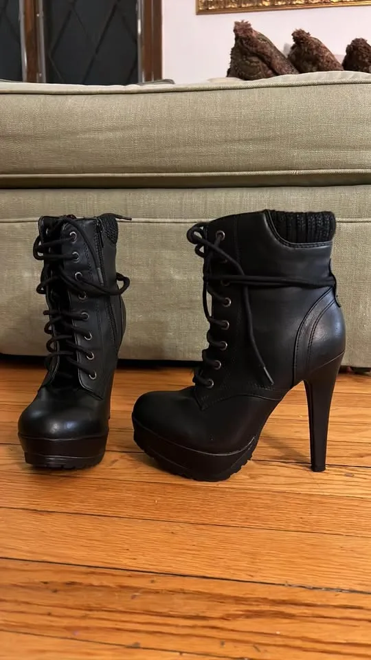 Call It Spring Black Lace Up Boots size: 5 image indicator(7)