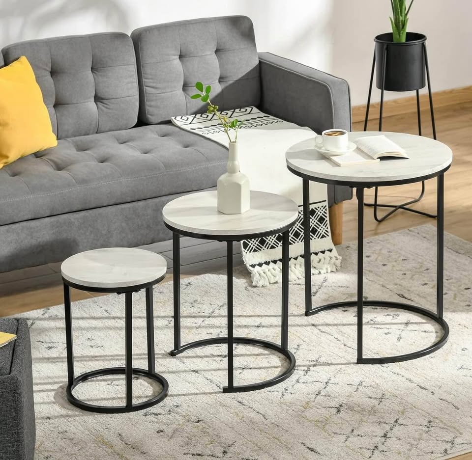 Nesting Tables Set of 3, Round Coffee Table, Modern - photo 2