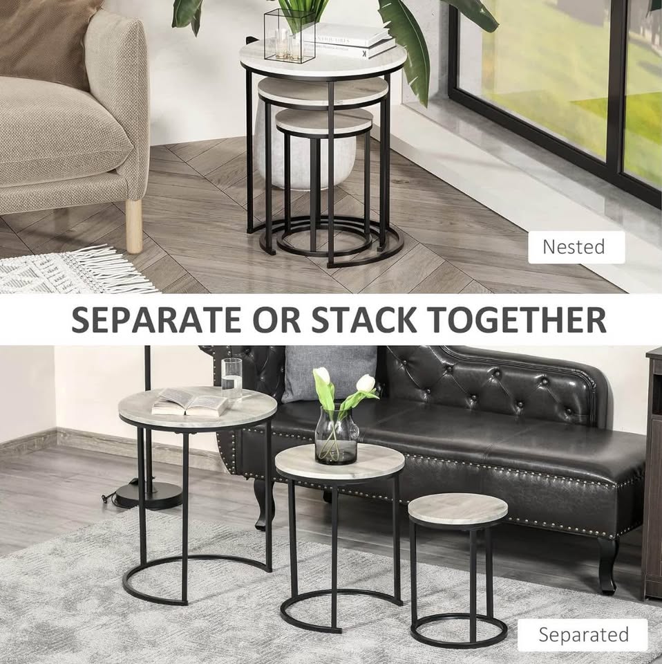 Nesting Tables Set of 3, Round Coffee Table, Modern - photo 3