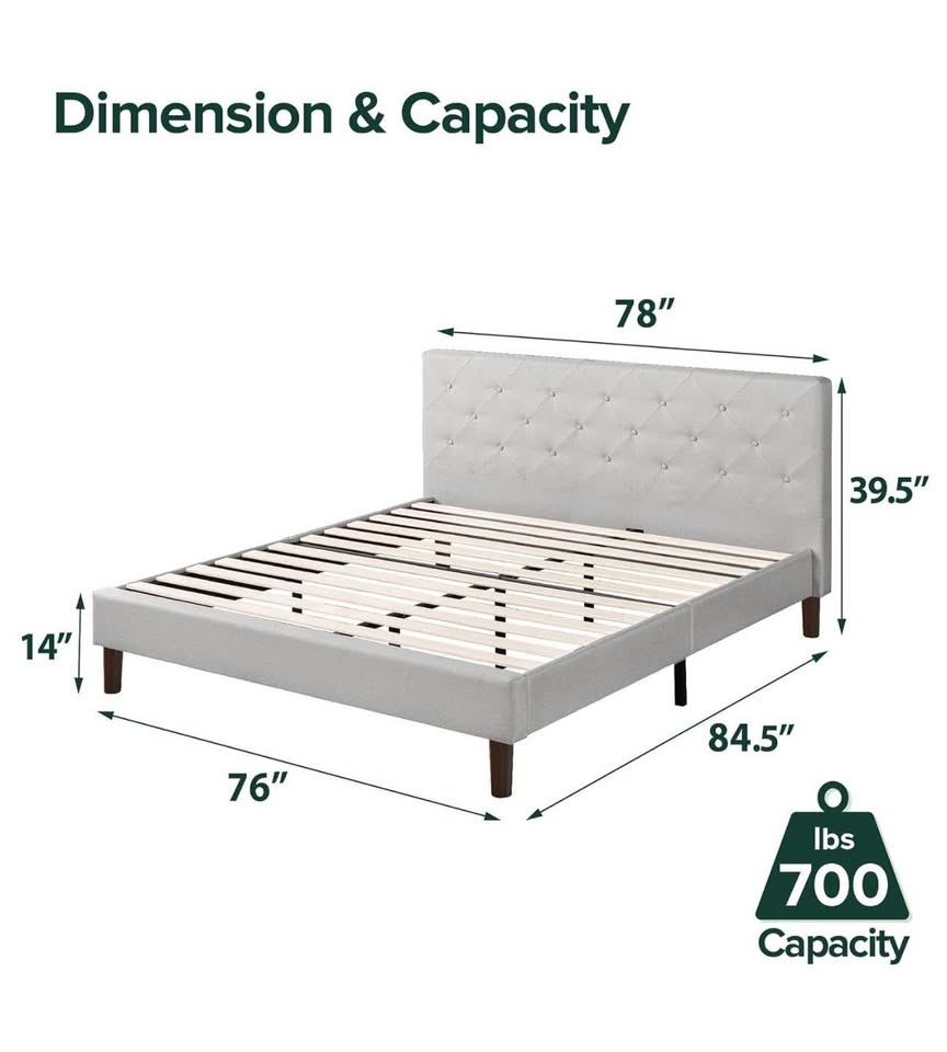New Zinus King Bed Frame - Sage Grey - photo 3