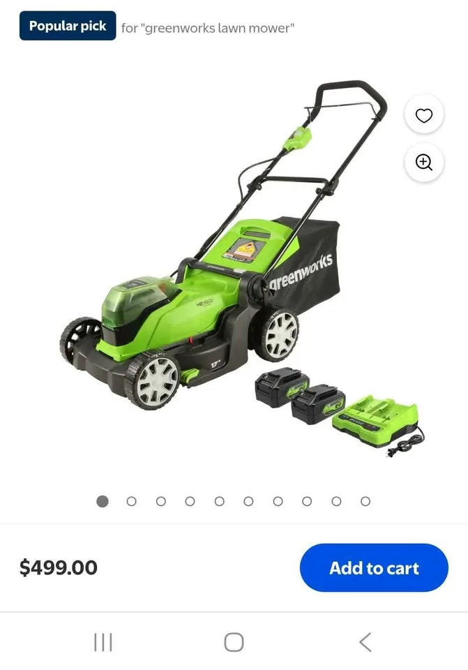 Greenworks 17" Cordless Push Lawn Mower 48 volt image indicator(2)