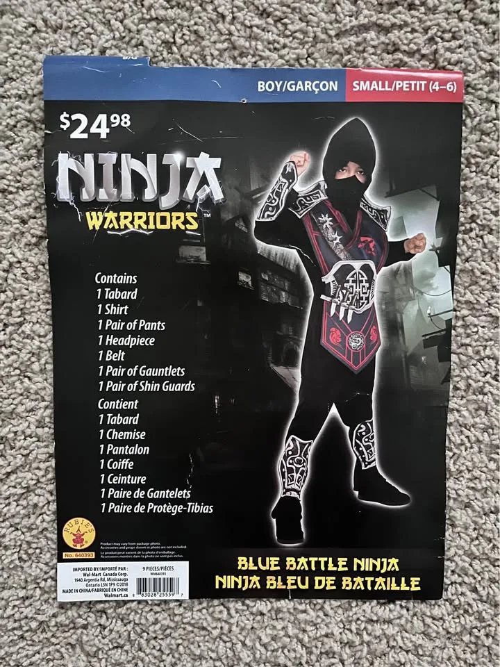 Ninja Halloween Costume Unisex Size Small (4-6) image indicator(2)