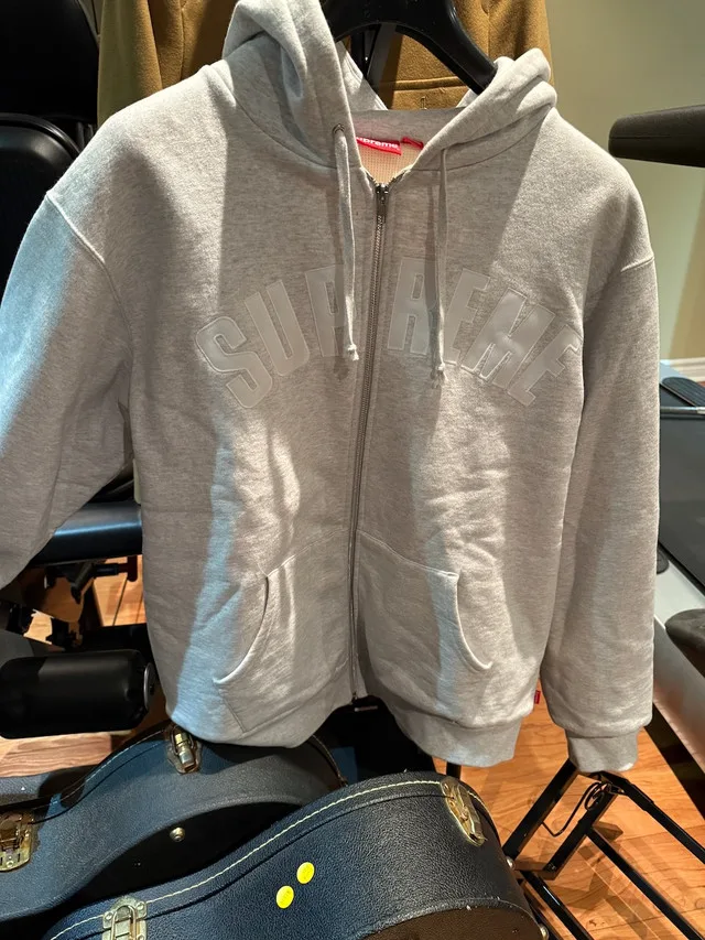 Supreme Arch Logo Zip-Up Hoodie - Heather Grey - XL thumbnail