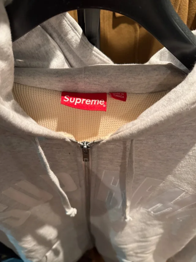 Supreme Arch Logo Zip-Up Hoodie - Heather Grey - XL image indicator(2)
