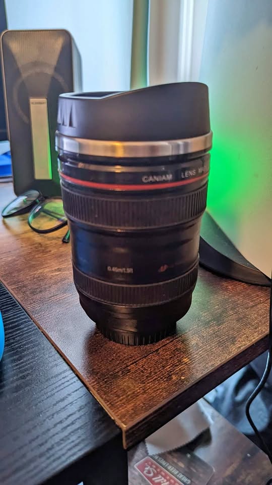 Tmango Camera Lens Coffee Mug Retractable Lid