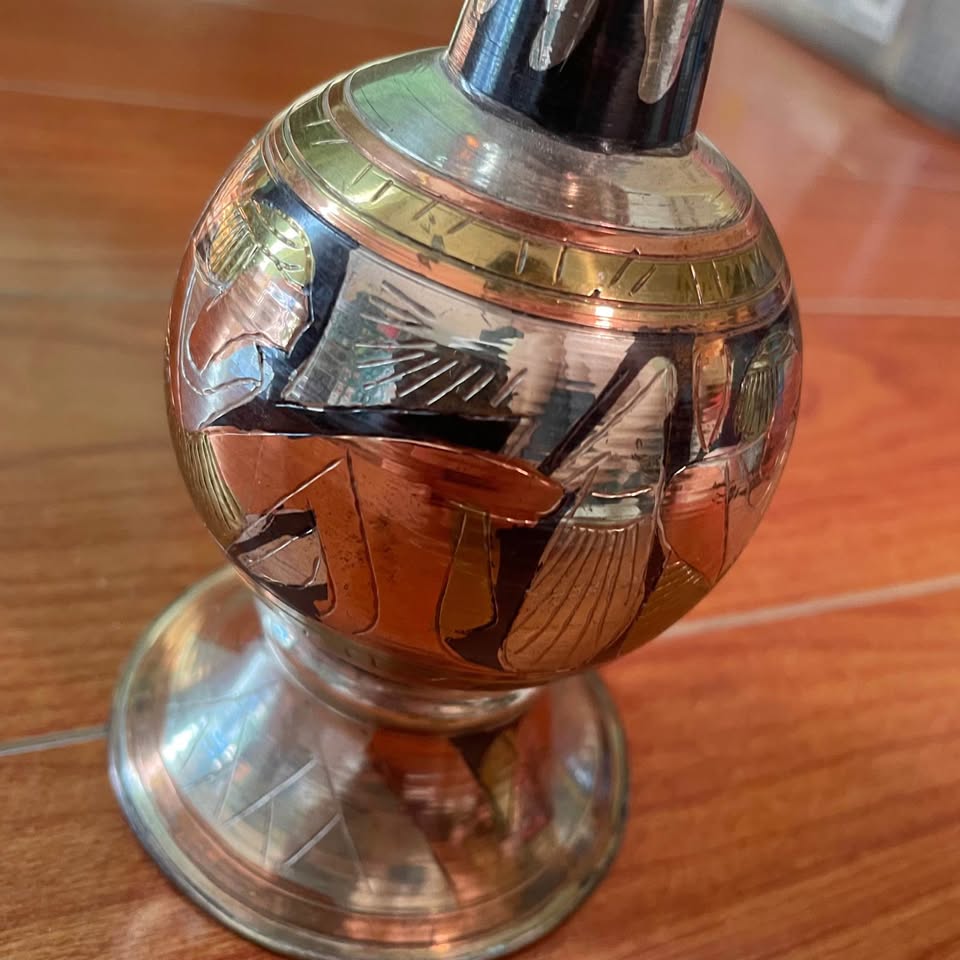 Vintage Egyptian Tri-Color Metal Vase - photo 2