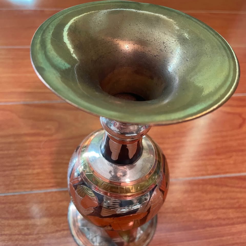 Vintage Egyptian Tri-Color Metal Vase - photo 3