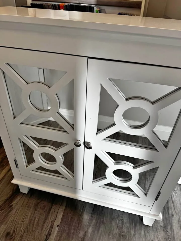 White mirrored door cabinet thumbnail