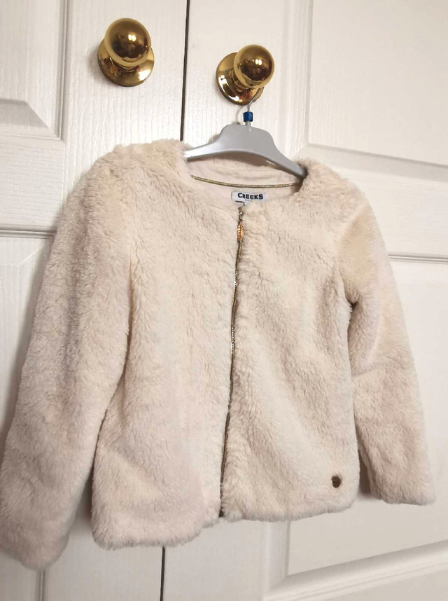 Faux fur off white girl jacket 8Y - photo 2