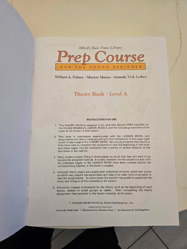 Piano Prep Course Theory book Level A NEW - photo 3
