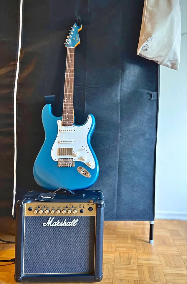 Fender Electric guitar with Marshall Amplifier