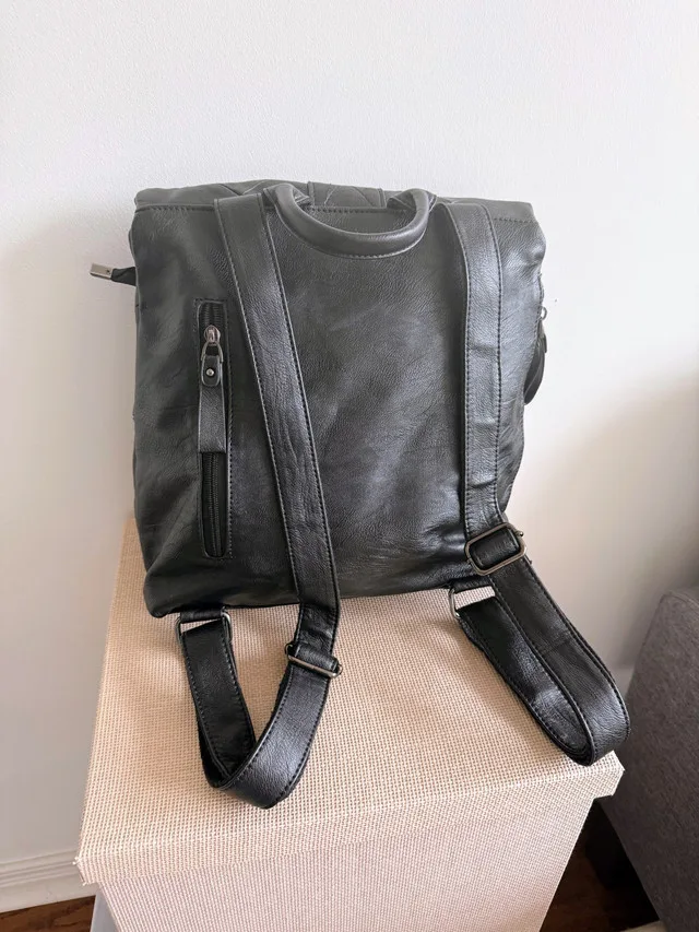 Black Leather Backpack image indicator(2)