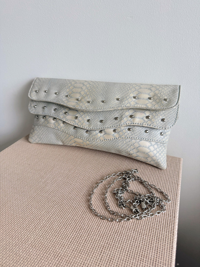 Gray Snakeskin Clutch
