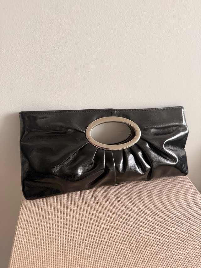Black Patent & Silver Clutch - photo 2