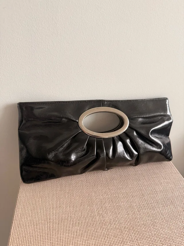 Black Patent & Silver Clutch image indicator(2)