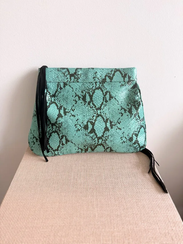 Teal & Black Snakeskin Clutch image indicator(2)