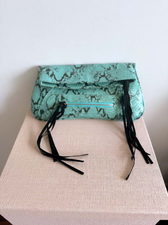 Teal & Black Snakeskin Clutch - photo 3