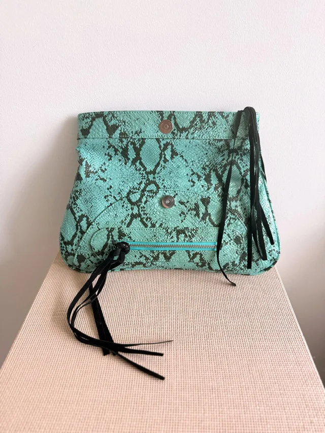 Teal & Black Snakeskin Clutch image indicator(4)