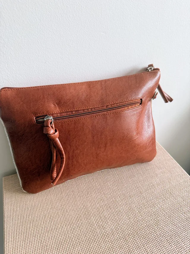 Aldo Brown Leather Beaded Clutch image indicator(3)