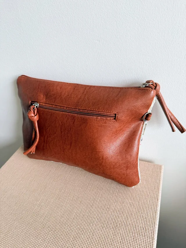 Aldo Brown Leather Beaded Clutch image indicator(4)