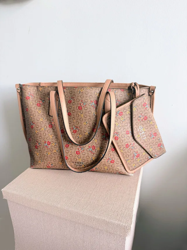 Guess Brown Floral Tote & Purse thumbnail