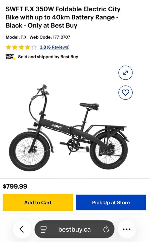 NEW! SWFT F.X 350W Foldable City EBike 40km Range MSRP $903