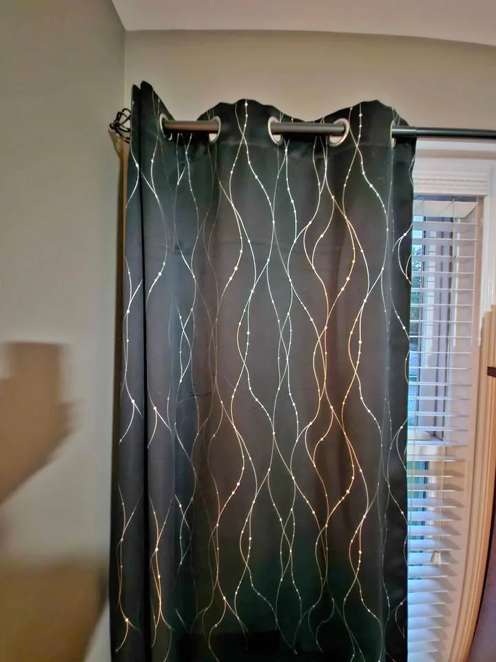 Black/Silver Blackout/Privacy Curtains. Two 52w x 72l thumbnail