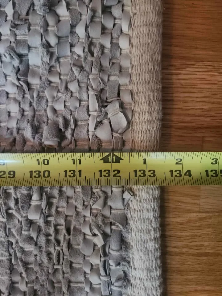 White Leather Woven Area Rug image indicator(4)