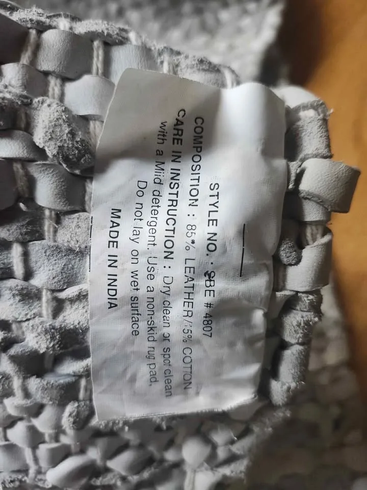 White Leather Woven Area Rug image indicator(6)