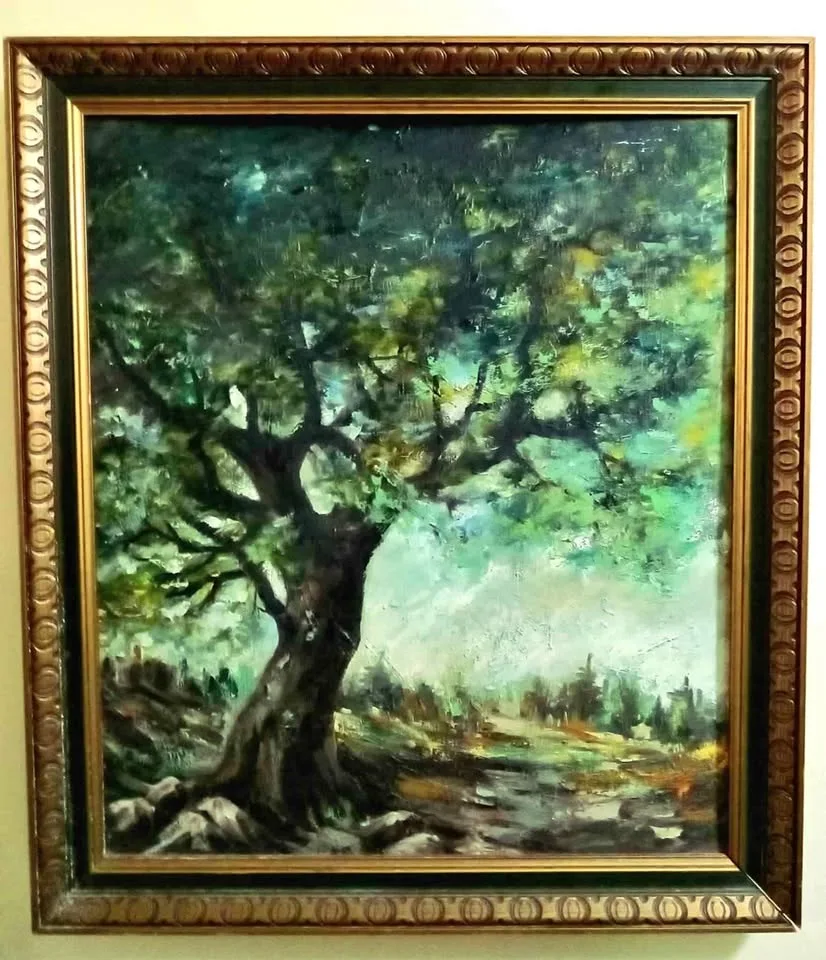 Antique Signed Original Oil Painting 25 by 22 inches thumbnail