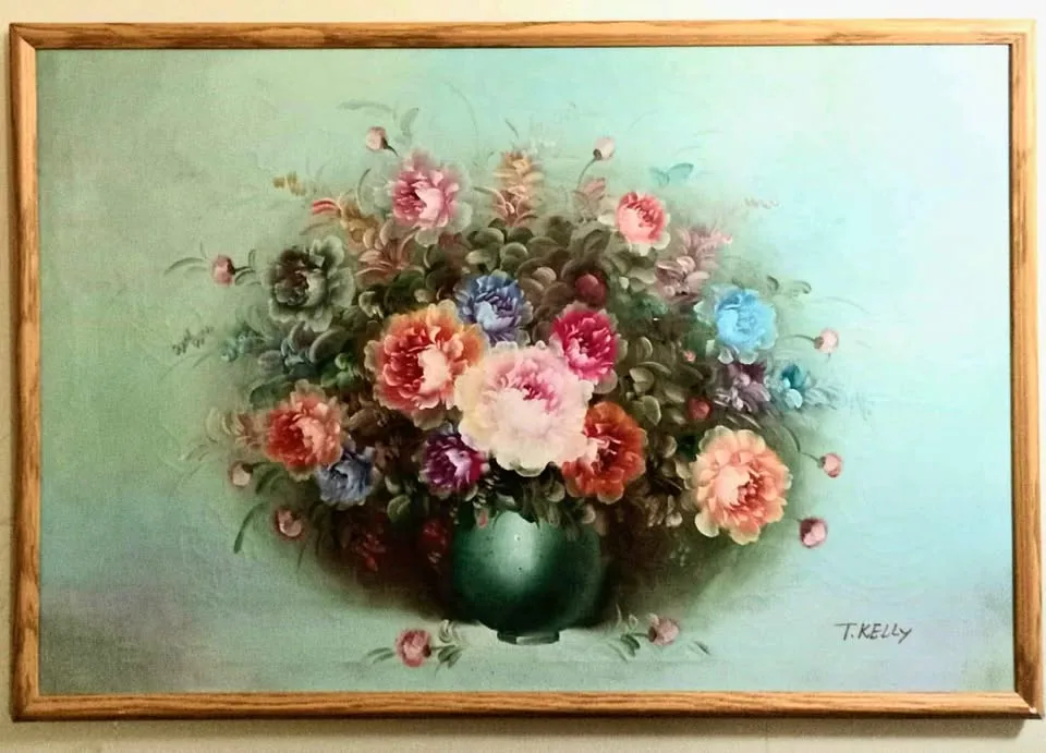 Signed Antique Original Oil Painting 38 by 26 inches thumbnail