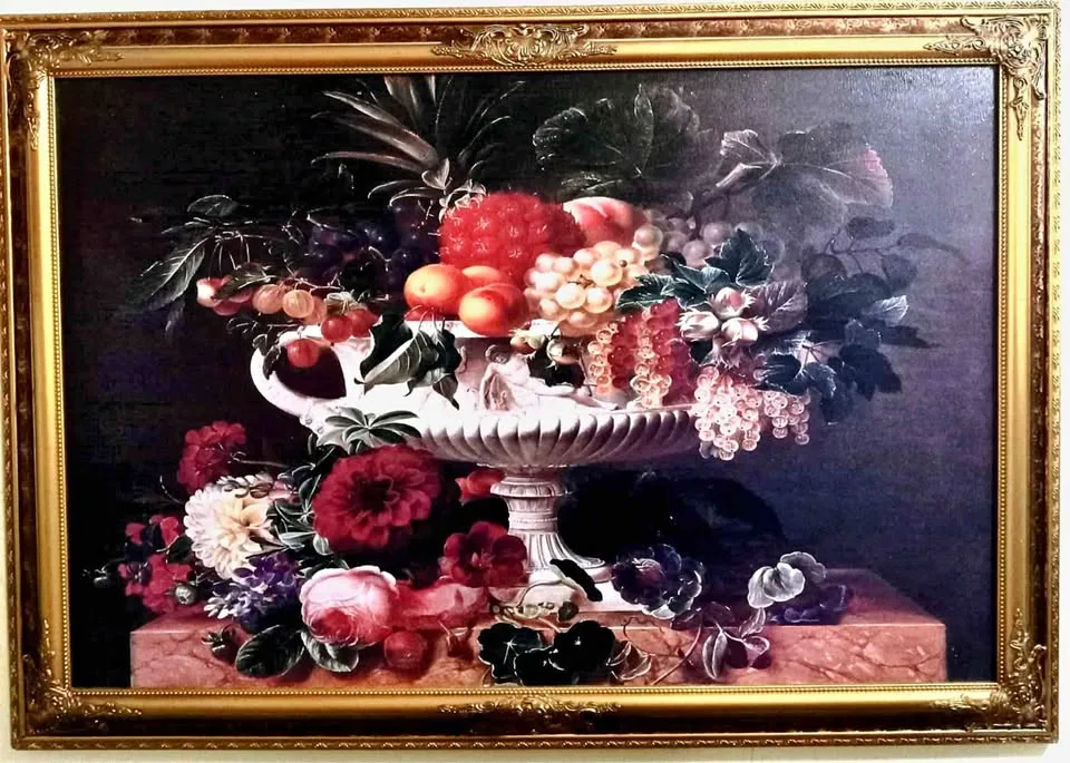 Large Antique Wall Art In A Gold Coloured Ornate Frame thumbnail